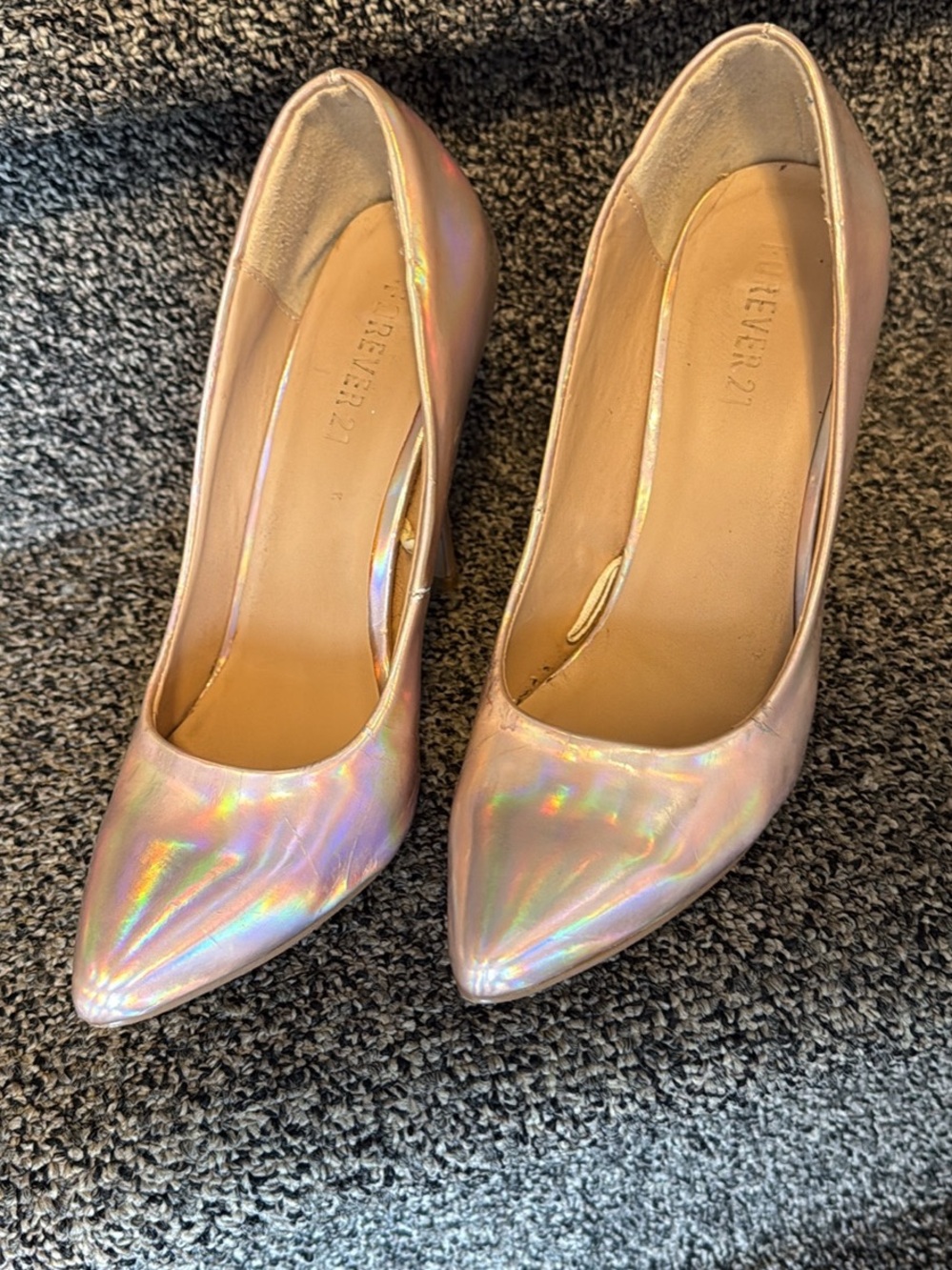 Forever 21 Iridescent Pink Pointed-Toe Heels